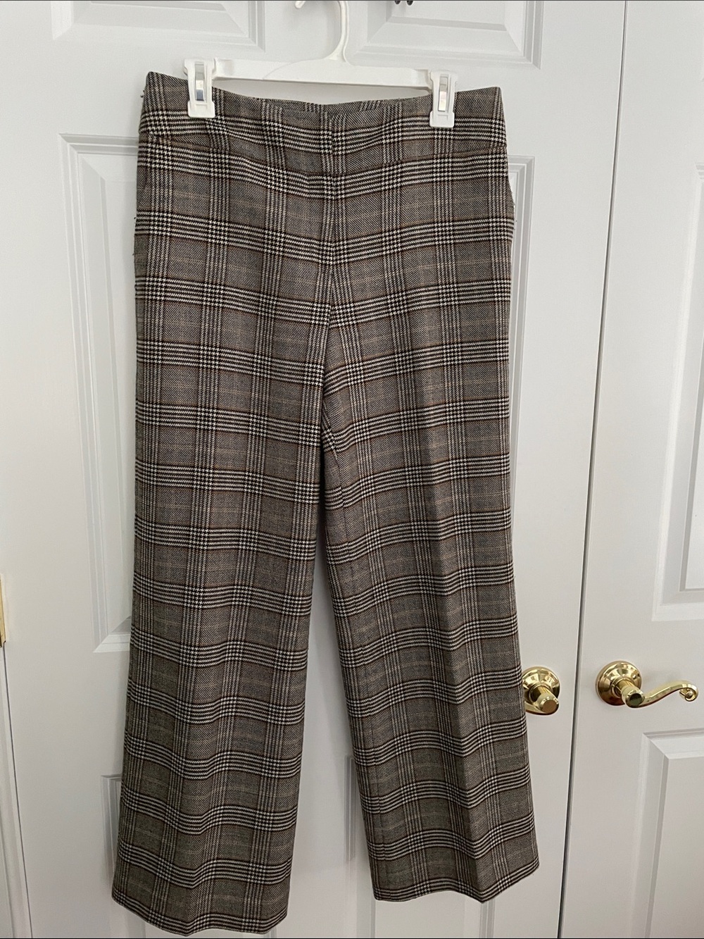 Talbots Petites Plaid Trousers in Black, cream and tan wool blend size 8P
